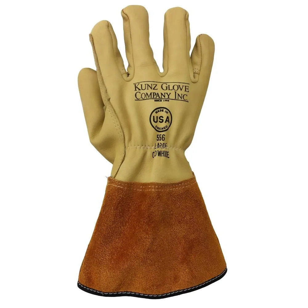 12 Pairs Kunz Cowhide Leather Drivers Glove - Shirred. Arc/Puncture/Cut