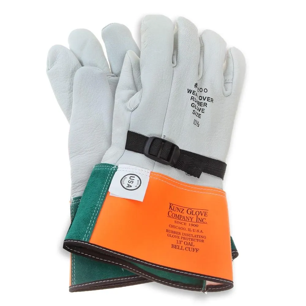 12 Pairs Kunz Goatskin Leather Voltage Glove Protectors - Arc/Puncture/Cut