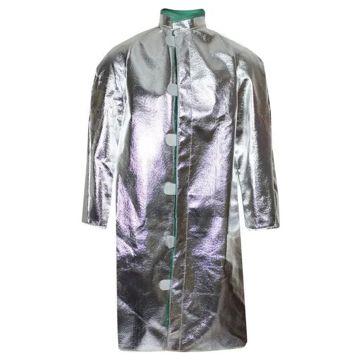 Aluminized Coat - 10 oz. OPF Para-Aramid Felt. 40 in. Long. Covered Snap. Ventilated