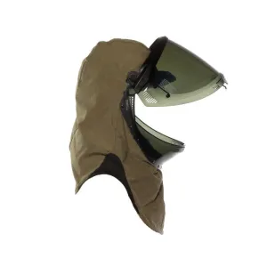 Arc Flash Hood - 40 Cal - Lift Front. Faceshield. Flash Light with Mounting Clip. Slotted Adapter and Hard Hat - National Safety Apparel