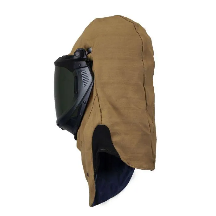 Arc Flash Hood - 65 Cal - Lift Front. Faceshield. Flash Light with Mounting Clip. Slotted Adapter and Hard Hat - National Safety Apparel