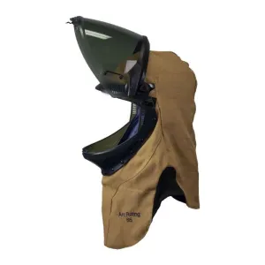 Arc Flash Hood - 65 Cal - Lift Front. Faceshield. Flash Light with Mounting Clip. Slotted Adapter and Hard Hat - National Safety Apparel