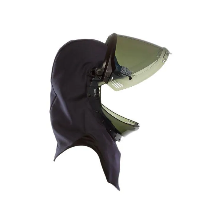 Arc Flash Lift Front Hood with Faceshield. Flash Light with Mounting Clip. Slotted Adapter and Hard Hat - National Safety Apparel