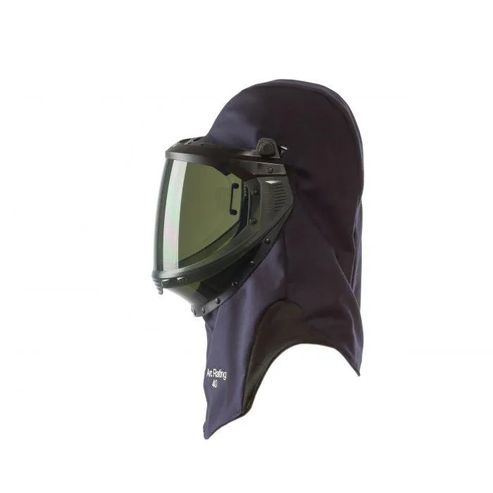 Arc Flash Lift Front Hood with Faceshield. Slotted Adapter and Hard Hat - Fire and Arc Flash Resistant - National Safety Apparel - Revolite