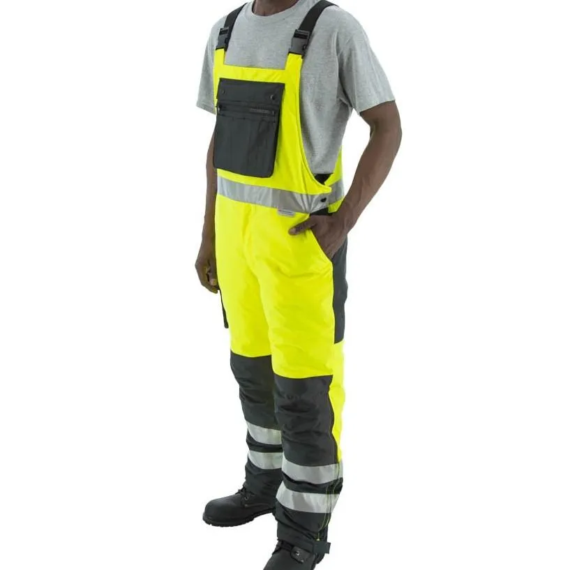 Bib Overalls - Waterproof. High Visibility. Reflective Striping. Quilted Lining - Majestic