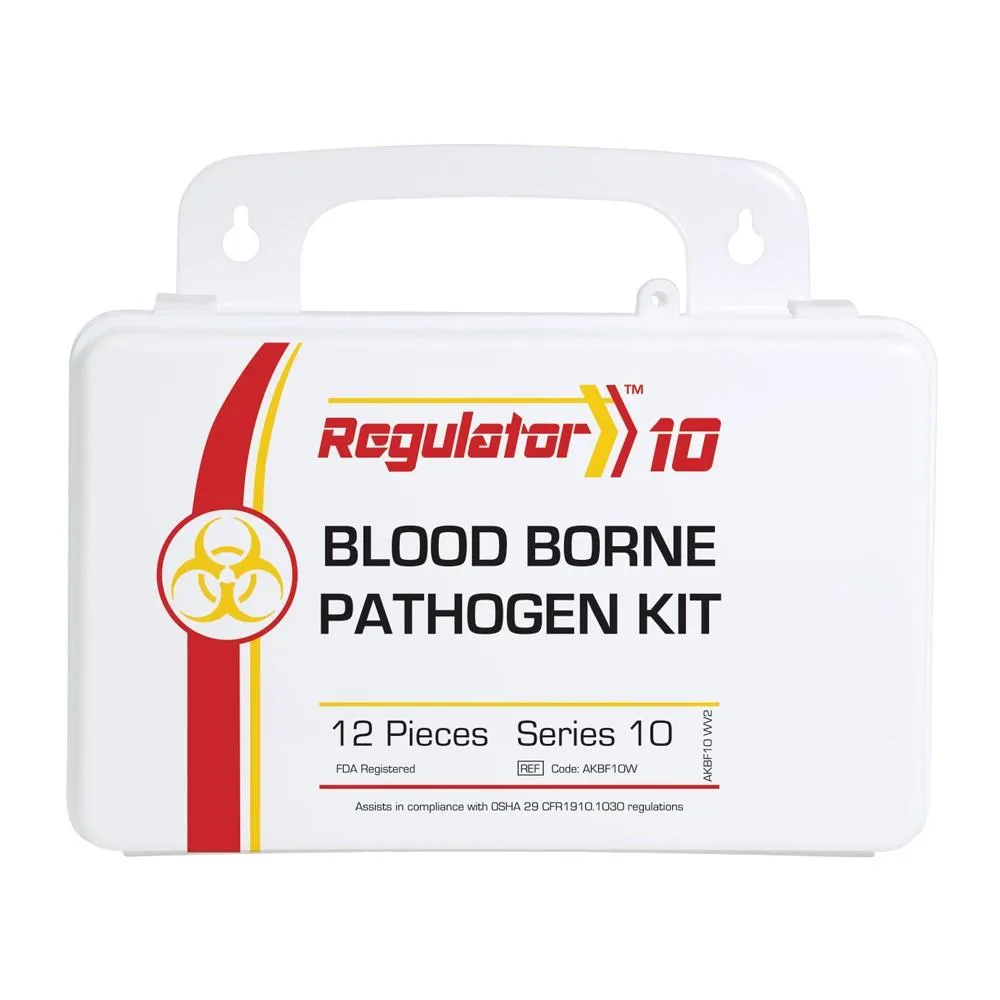 Biohazard First Aid Kit for Bloodborne Pathogen Clean-Up - 10 People. 13 PCS. Weatherproof Case