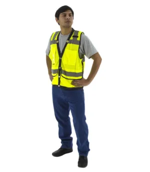 Bristol Logo - High Visibility Heavy Duty Mesh Safety Vest - Snap Close. Hi Vis Yellow