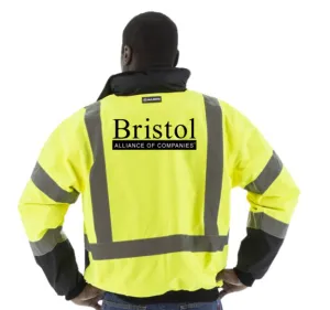Bristol Logo - High Visibility Waterproof Jacket with Removable Fleece Liner. ANSI 3. R