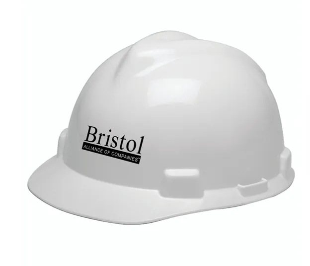 Bristol Logo - MSA V-Gard Ball Cap White w/Ratchet Suspension (Fast Trac) Qty 20