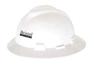 Bristol Logo -  MSA V-Gard Full Brim White w/Ratchet Suspension (Fast Trac) Qty 20