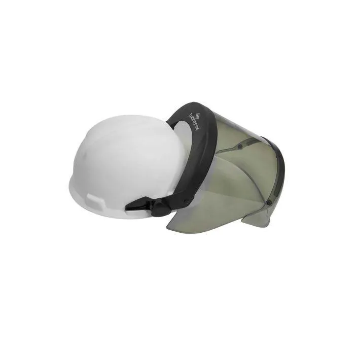 Cap-Style Hard Hat Helmet with 12 Cal Arc Flash. Adjustable Flip-Up Faceshield. Standard Slotted Helmet Mounted - National Safety Apparel