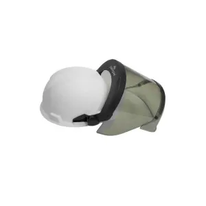Cap-Style Hard Hat Helmet with 12 Cal Arc Flash. Adjustable Flip-Up Faceshield. Standard Slotted Helmet Mounted - National Safety Apparel
