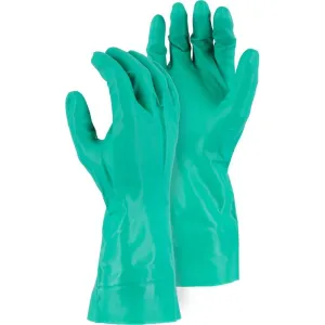 Chemical Resistant Gloves - 11 MIL Unlined Nitrile. Diamond Pattern Grip. 12 Inch Slip On Cuff (12 Pairs)