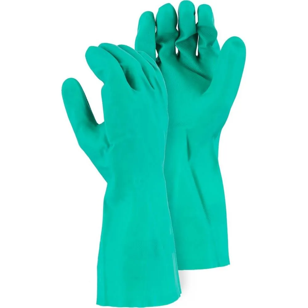 Chemical Resistant Gloves - 15 MIL Nitrile Diamond Pattern Grip. 12 Inch Slip On Cuff (12 Pairs)