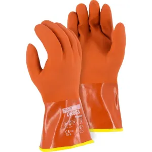Chemical Resistant Gloves - Winter Liner. Double PVC. Rough Finish. 12 Inch Gauntlet Cuff (PK 12 Pairs)