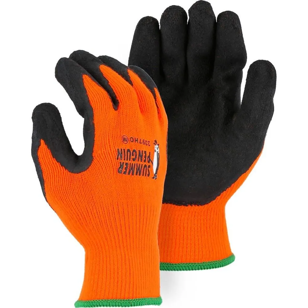 Crinkle Latex Palm Dip High Visibility Terry Lined Nylon Glove (PK 12 Pairs) - Majestic