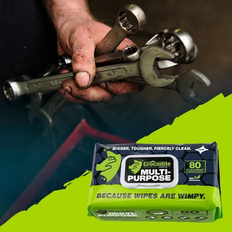Crocodile Cleaning Cloths (Pack 80 Wipes) - Multi-Purpose. Grill. Outdoor or Marine