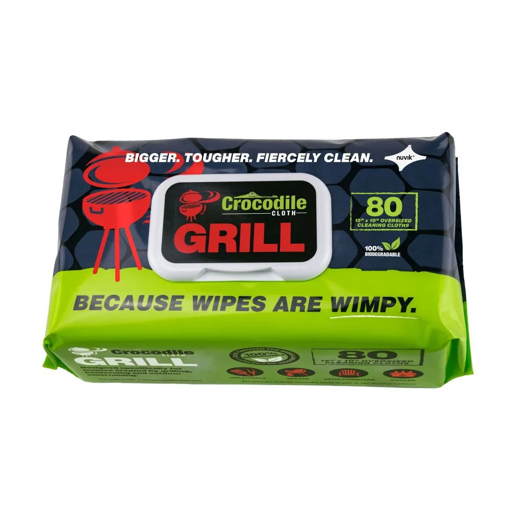 Crocodile Cleaning Cloths (Pack 80 Wipes) - Multi-Purpose. Grill. Outdoor or Marine
