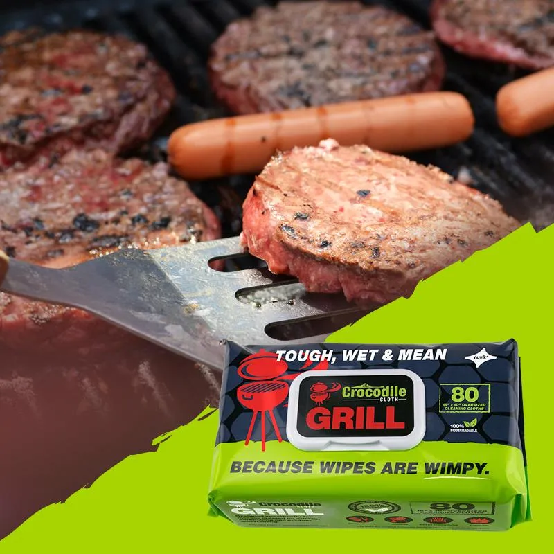 Crocodile Cleaning Cloths (Pack 80 Wipes) - Multi-Purpose. Grill. Outdoor or Marine