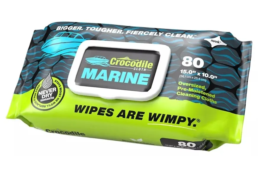 Crocodile Cleaning Cloths (Pack 80 Wipes) - Multi-Purpose. Grill. Outdoor or Marine