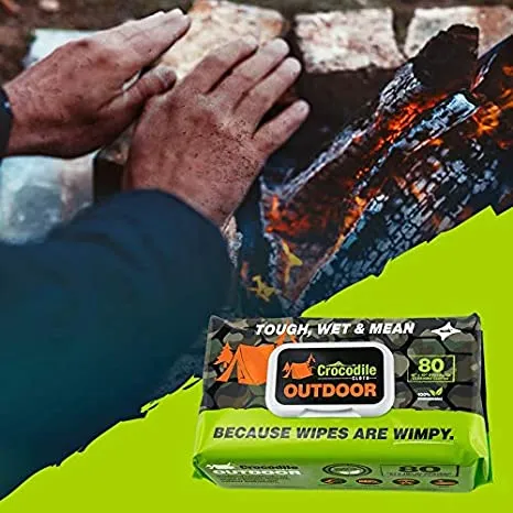 Crocodile Cleaning Cloths (Pack 80 Wipes) - Multi-Purpose. Grill. Outdoor or Marine