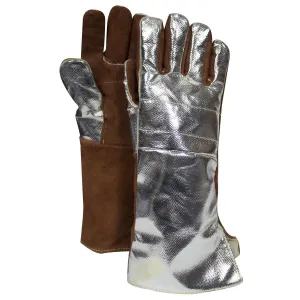 Cut Resistant Aluminized Thermal Gloves - Rayon Back. Leather Palm. Adjustable Cuff. Reinforced. Straight Thumb. Light Cut Resistance (PK 1 Pair)