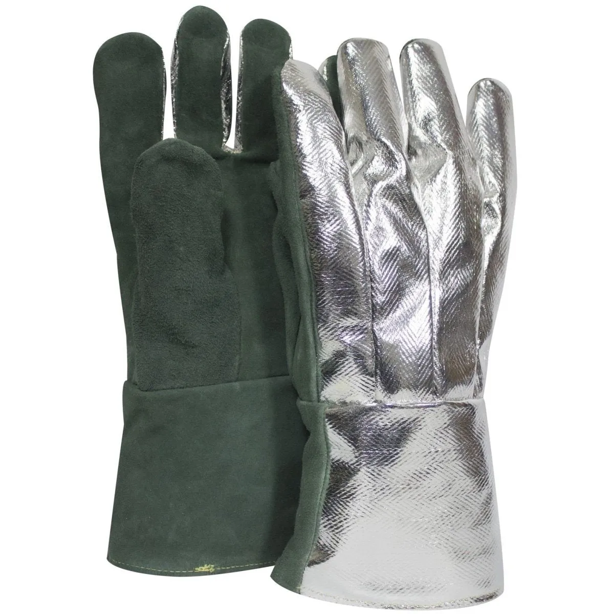 Cut Resistant Aluminized Thermal Gloves - Rayon Back. Leather Palm. Straight Thumb. Light Cut Resistance (PK 1 Pair)