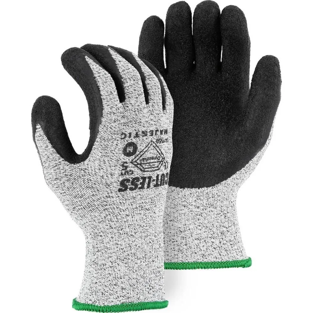 Cut Resistant Glove - Dyneema Blend. Crinkle Latex Palm Dip. Light Cut Resistance (PK 12 Pairs) - Majestic
