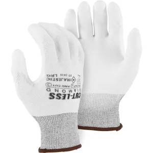 Cut Resistant Glove - Dyneema Blend. White Polyurethane Palm Dip. Light Cut Resistance (PK 12 Pairs) - Majestic