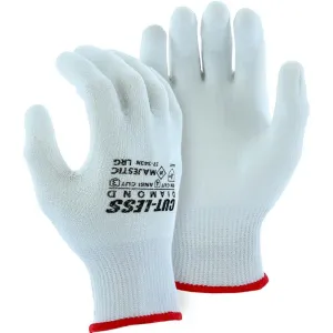 Cut Resistant Glove - Heavy Knit Dyneema Blend. White Polyurethane Palm Dip. Light Cut Resistance (PK 12 Pairs) - Majestic