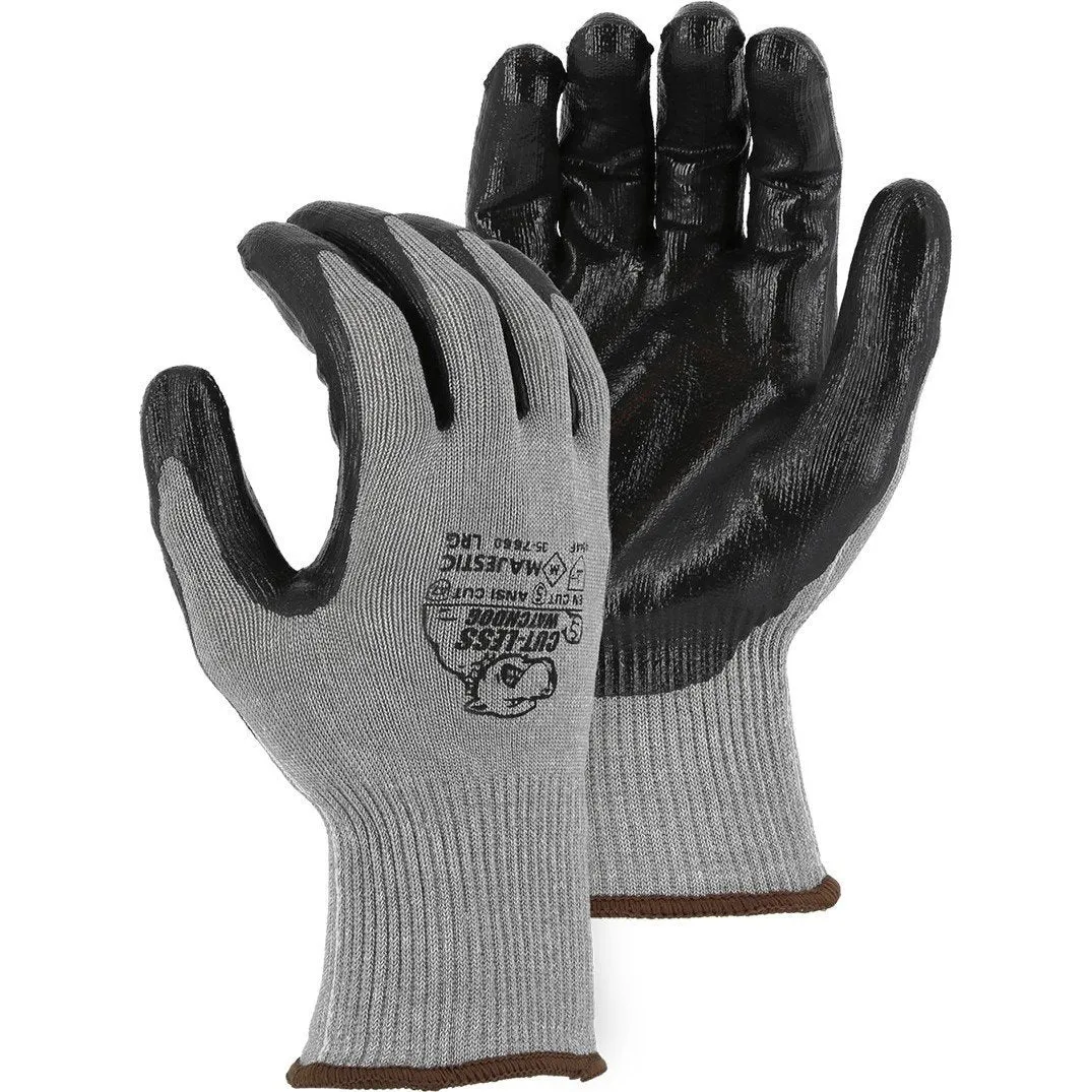 Cut Resistant Glove - KorPlex Blend. Flat Nitrile Palm Dip. High Cut Resistance (PK 12 Pairs) - Majestic