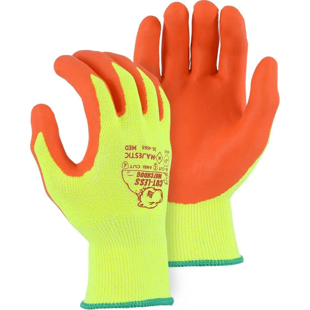 Cut Resistant Glove - KorPlex Blend. Foam Nitrile Palm Dip. High Visibility. Moderate Cut Resistance (PK 12 Pairs) - Majestic