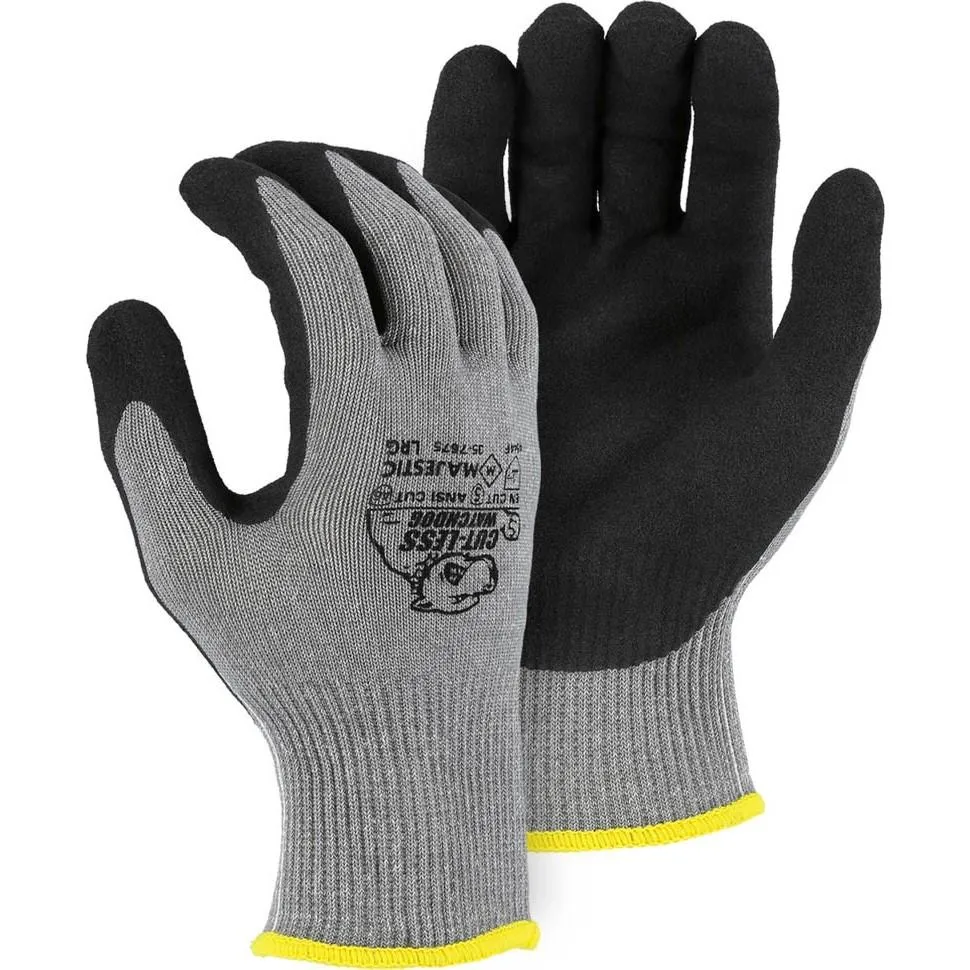 Cut Resistant Glove - KorPlex Blend. Sandy Nitrile Palm Dip. High Cut Resistance (PK 12 Pairs) - Majestic