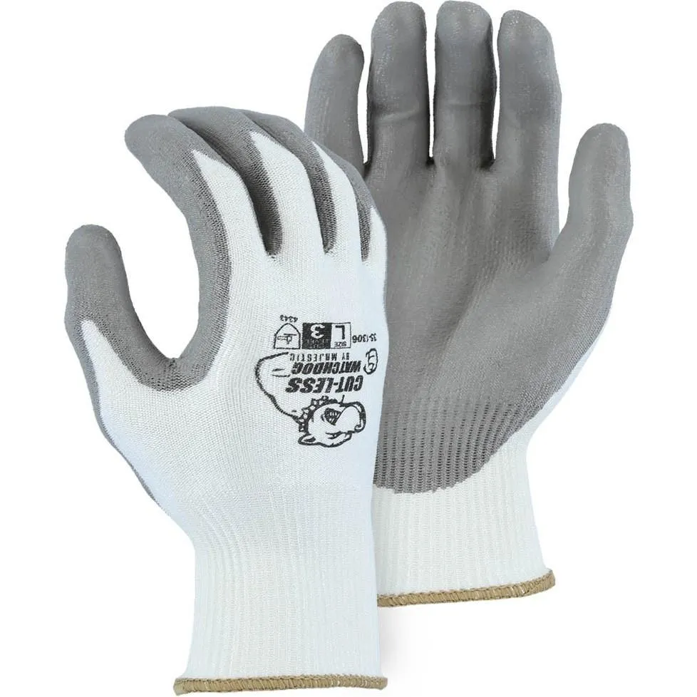 Cut Resistant Glove - KorPlex Blend. White Polyurethane Palm Dip. Light Cut Resistance (PK 12 Pairs) - Majestic