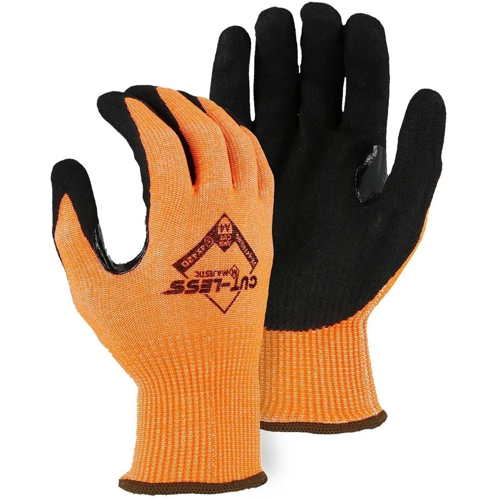 Cut Resistant Glove - Orange Cut-Less Annihilator Blend. Sandy Nitrile Palm Dip. Moderate Cut Resistance (PK 12 Pairs) - Majestic