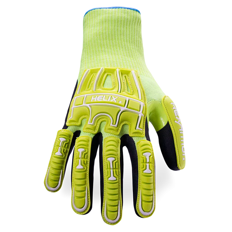 Cut Resistant Hi-Vis Impact Glove - Helix 3062IMP - A9 (PK 12 Pairs) - HexArmor