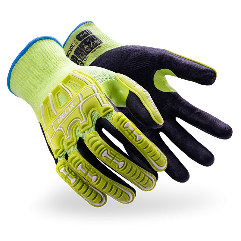 Cut Resistant Hi-Vis Impact Glove - Helix 3062IMP - A9 (PK 12 Pairs) - HexArmor