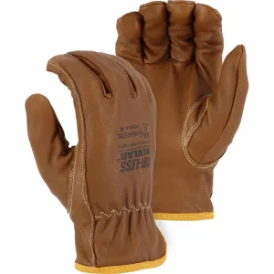 Cut Resistant Leather Drivers Glove - Kevlar Lined Goatskin. 36 Cal Arc Flash. Puncture. Abrasion. Oil. Water. and Cut Resistant (PK 12 Pairs)