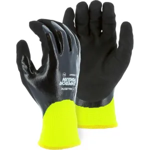 Cut Resistant Winter Glove - Nylon Blend. Nitrile Double Palm Dip. Waterproof. High Visibility. Light Cut Resistance (PK 12 Pairs) - Majestic