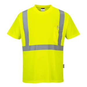 DLZ Logo - S190 Hi-Vis Short Sleeve Pocket T-Shirt - Portwest