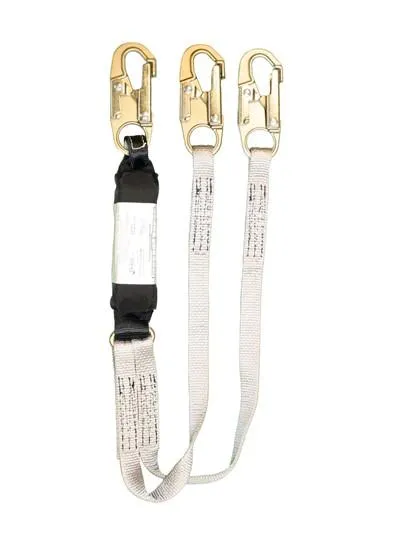EA Lanyard - 4 ft. Twin Leg. Zorber Pack. Snap Hook   Carabiners