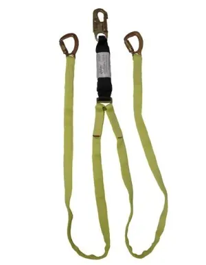 EA Lanyard - 6 ft. Twin Leg. Zorber Pack. Snap Hook   Carabiners