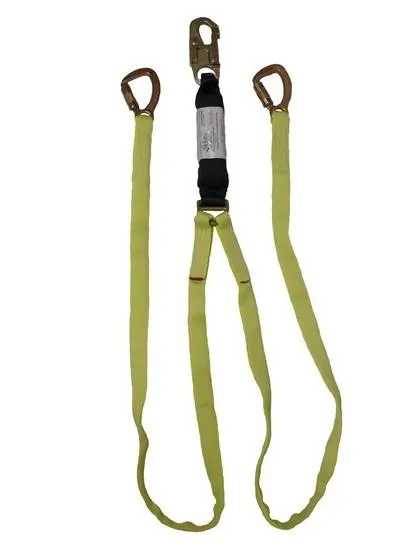 EA Lanyard - 6 ft. Twin Leg. Zorber Pack. Snap Hook   Carabiners