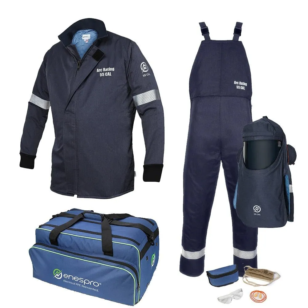 Enespro 55 Cal Arc Flash Kit (CAT 4) - Jacket/Bib. Dual Fan Hood