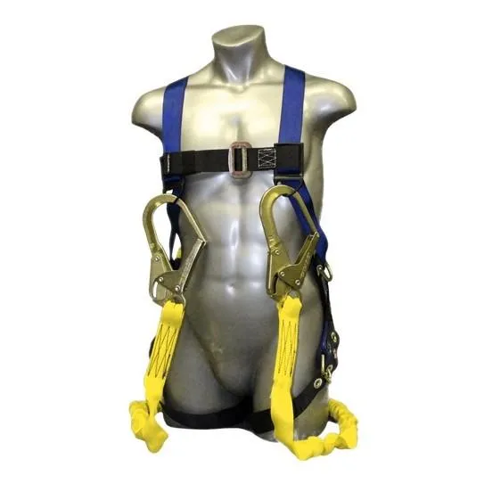 Fall Safety Kit - 3D (Back & Hips). 6' Twin Leg. Mating/Tongue Buckles. Rebar hooks