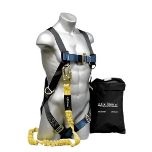 Fall Safety Kit - Harness with 3 Steel D-Ring. 6 ft. Energy Absorbing Lanyard - Construction Plus