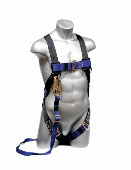 Fall Safety Kit - Safety Harness with 1 Steel D-Ring. 5 or 6 ft. Energy Absorbing Lanyard With Snap Hook - Construction Plus Series Fall Arrest