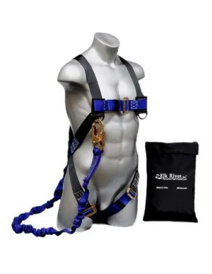 Fall Safety Kit - Safety Harness with Permanent Soft Connection. 6 ft. Energy Absorbing Lanyard - Construction Plus Series Fall Arrest