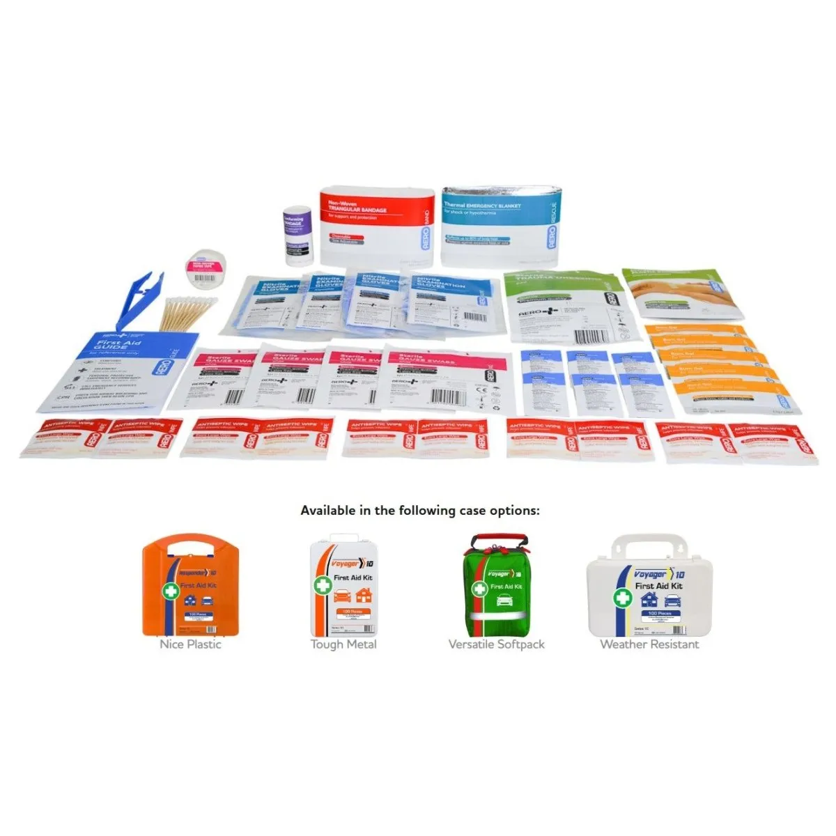 First Aid Kit for Wounds and Burns - 10 People. 72 PCS. Various Cases