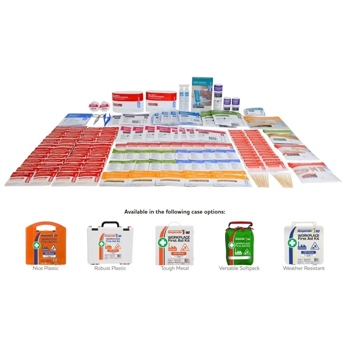 First Aid Kit for Wounds. Burns. and CPR (PK 4 Kits) - 50 People. Class A. 234 PCS. Various Cases